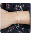 Gold Plate Cute White and Pink Pearls Silver Bracelet BRS-03-GP